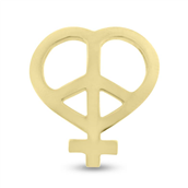 Vedhæng, hjerte, fredstegn (peace tegn) og pigetegn i guld