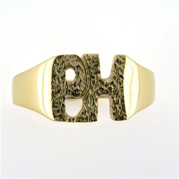 Ring, massiv med udsavet monogram PH, 14 kt. 