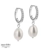 Aqua Dulce Darling Pearl øreringe sølv m. fvp + cz