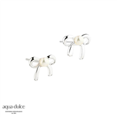 Aqua Dulce Simple Bow Pearl øreringe sølv m. perler