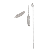 Heiring Feather ørestik og hænger med kæde sølv rhodineret