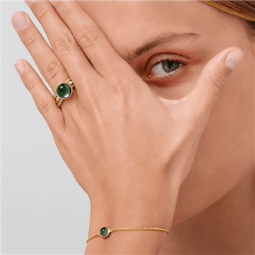 Julie Sandlau Prime Turmalin ring forgyldt sølv med grøn krystal cz str. 48-60