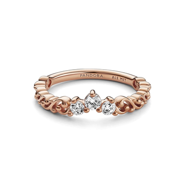 Pandora Royal swirl Tiara ring rosaforgyldt med zirkonia sten