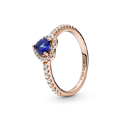 Pandora Heart ring med klar og blå zirkonia rosaforgyldt