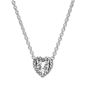 Pandora Elevated Heart halskæde sølv m. klar synt. zirkonia