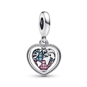 Pandora charm sølv hjerte globus med emalje 