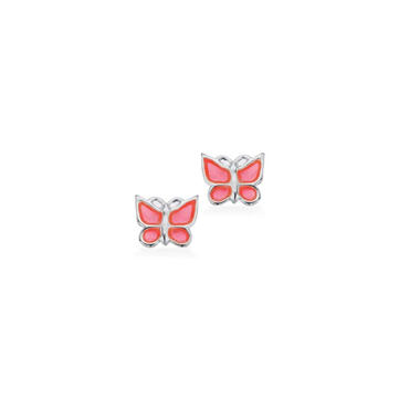 Scrouples Girls øreringe pink sommerfugl sølv