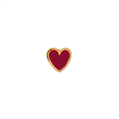 STINE A ørestik Petit Love Heart forgyldt sølv burgundy emalje (1 stk)