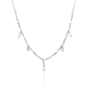 *WiOGA Petrea halskæde sølv med halvædelsten og ferskvandsperle (38+5cm)