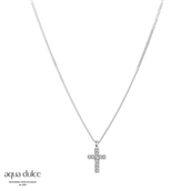 Aqua Dulce Cross halskæde sølv m. cz (40 + 4 cm)