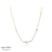 Aqua Dulce Sky Blue Pearl Chain halskæde forgyldt sølv m. fvp (42 + 3 cm)