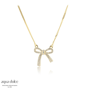 Aqua Dulce Elegant Bow halskæde forgyldt sølv m. cz (40 + 4 cm)