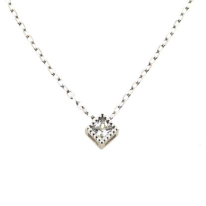 Billede af Classic by Pind halskæde sølv rhod med synt.zirkonia firkantet fatning 40+5cm