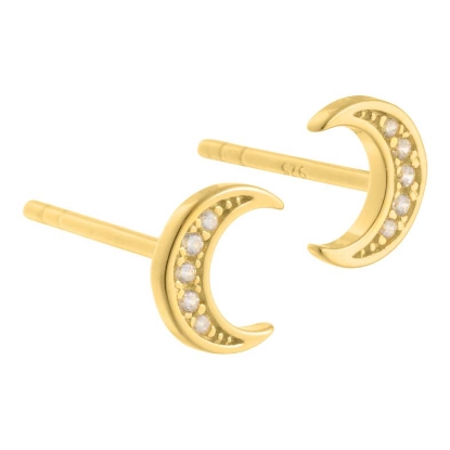 Billede af Aqua Dulce Moon øreringe forgyldt sølv m. cz