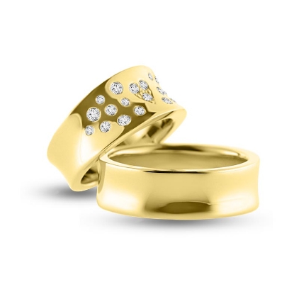 Billede af 1 par vielsesringe, Damering 19 brillanter 14 kt.