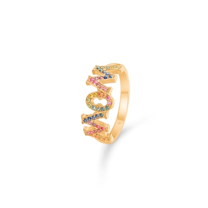 Billede af Mads Z "WOW/MOM" ring 14 kt. guld m. ægte sten (str. 50-60)
