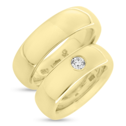 Billede af Vielses & Forlovelses ringe oval profil, damer. brill. 0,20 w/vs. 14 kt.
