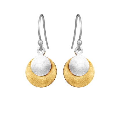 Billede af Susanne Friis Bjørner Ørering sølv to mønter 8 sølv og 12 mm sølv forgyldt