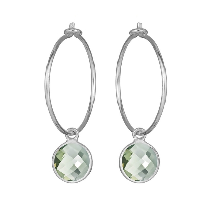 Billede af Susanne Friis Bjørner Creol sølv 21 mm med vedhæng af 8 mm facet grøn kvarts