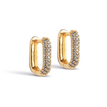 Billede af ENAMEL Copenhagen Sparkling Square 12 mm øreringe forgyldt sølv 