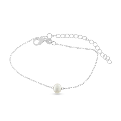 Billede af By Pind "Pearl" armbånd sølv rhodineret med ferskvandsperle (16+5cm)