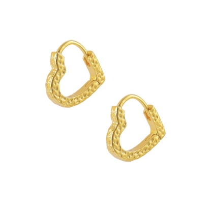 Billede af Hultquist Freya Øreringe sølv forgyldt hjerte med en banket overflade