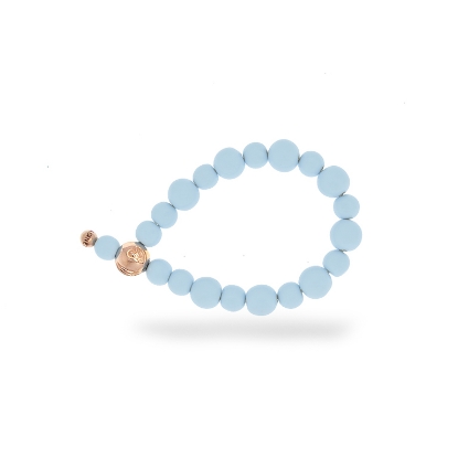 Billede af &Imagine armbånd Blue Sky m. 8-10mm emaljebeads rosaforgyldt lås