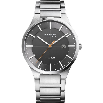 Billede af Bering Classic Solar herreur titanium lænke grå urskive 39mm dato safirglas 10atm