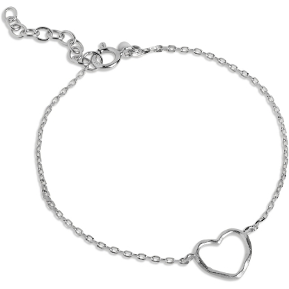 Billede af ENAMEL Copenhagen Organic Heart armbånd sølv (15+3cm)