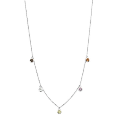 Billede af Spirit Icons Sky halskæde 14 kt. hvidguld m. multifarvede sten 45cm
