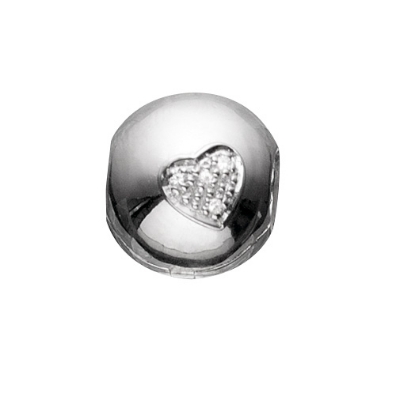 Billede af &Imagine sølv rhod blank pyntekugle hjerte m/cz
