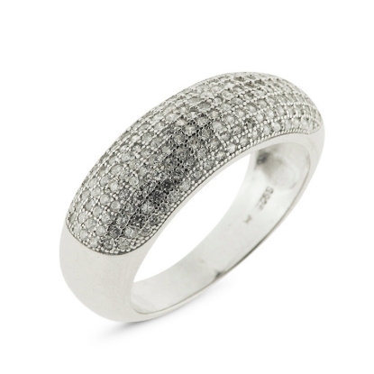 Billede af By Pind ring sølv rhodineret med hvide zirkonia sten (Str 55-60)