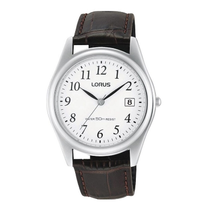 Billede af Lorus Classic herreur stål brun læderrem 5bar 38mm