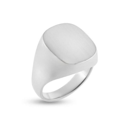 Billede af Herrering m. lukket bund, plade antik facon 19,5*16,5 mm 925s