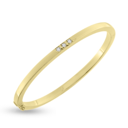 Billede af Armring, 3 brillanter ialt 0,12 ct. w/vs. massiv med chener & lås 14 kt. guld