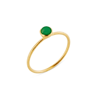 Billede af Susanne Friis Bjørner Ring sølv forgyldt med grøn agat str. 48-60