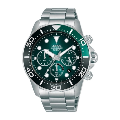 Billede af Lorus Sports herreur stål chronograph grøn skive 43mm 10bar