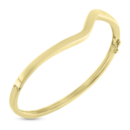 Billede af Armring med chener & lås, bølget overdel, 14 kt.