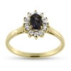 Billede af Rosetring med fac. syn. kunsit 6*4 mm. & 12 * syn. zirk. a 1,75 mm. 8 kt.