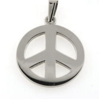 Billede af Vedhæng, fredstegn (peace tegn) hj. 22 mm. 14 kt. hvg.