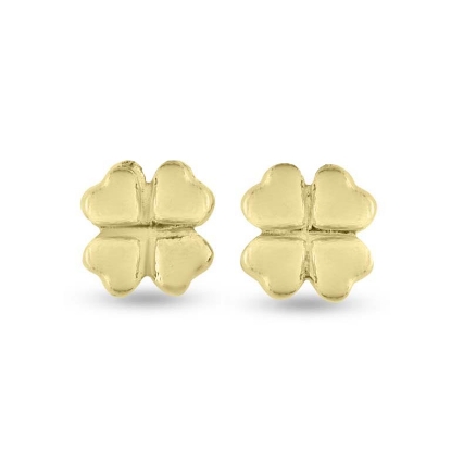 Billede af Ørestik firkløver i forgyldt sølv