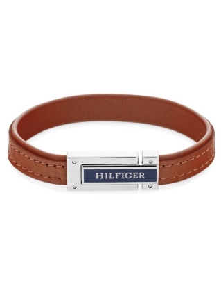 Billede af Tommy Hilfiger armbånd glat brunt læder m. magnetisk stållås 21,5 cm