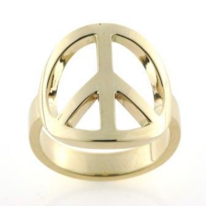 Billede af Ring med peace tegn, 14 kt.