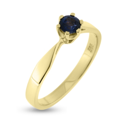 Billede af Ring solitaire ægte safir, 4,0 mm. 14 kt.