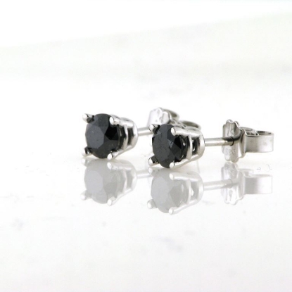 Billede af 1 par ørestik, 2* brill. black 14 kt. hvg.