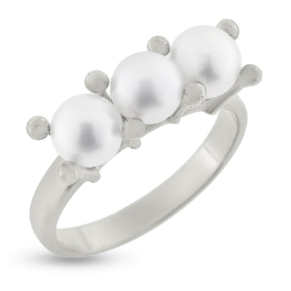 Billede af Ring perle 3 ferskvands perler 5mm 14 kt. 585 hvidguld