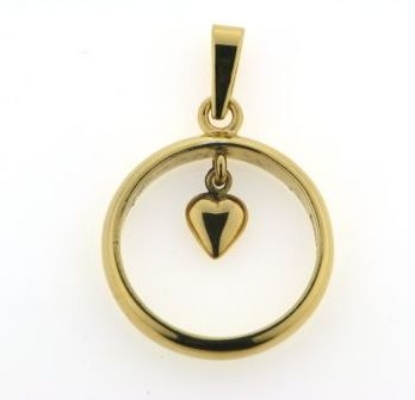 Billede af Vedh. af ring med løst hjerte, øsken + patz 8 kt