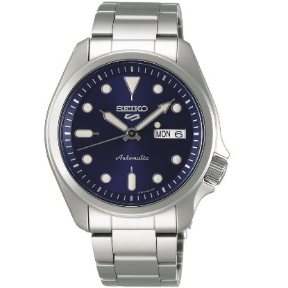 Billede af Seiko 5 herreur stål automatik blå skive 10bar hardlex 40mm
