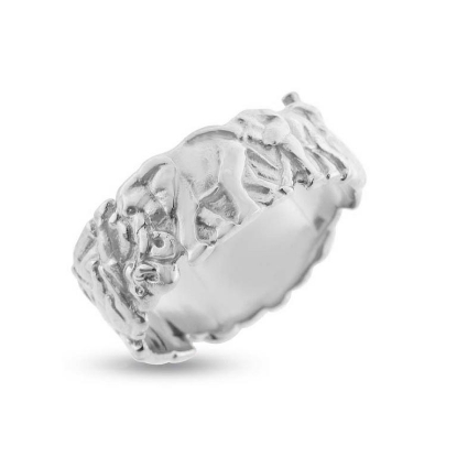 Billede af Ring med elefanter i sølv