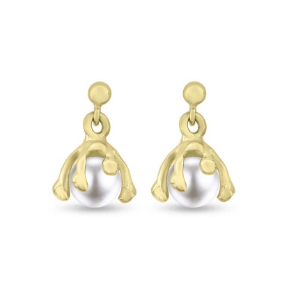 Billede af Ørestik hænger, perler, grabber ferskvands perle 7-7½ mm. i forgyldt sølv